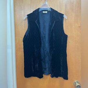 Chico's Black Velvet full zip silk blend vest